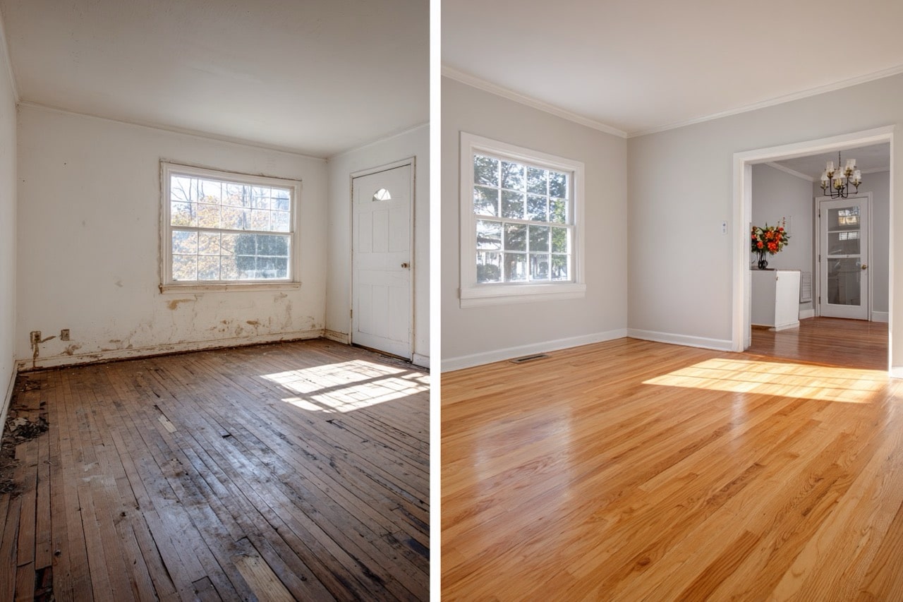 Cleaned and renovated hoarder house Maryland before sale