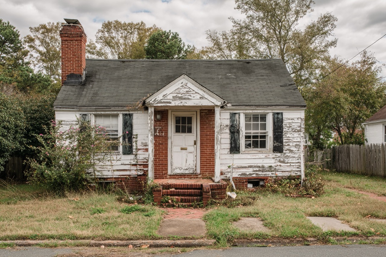 Condemned house in Virginia showing visible structural issues
