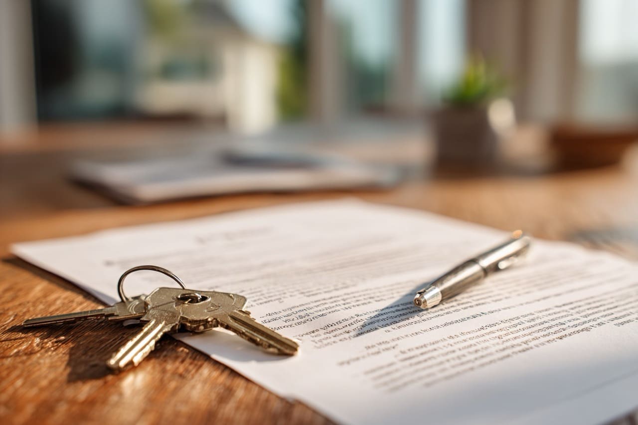 Home sale documents and keys for Maryland property transaction