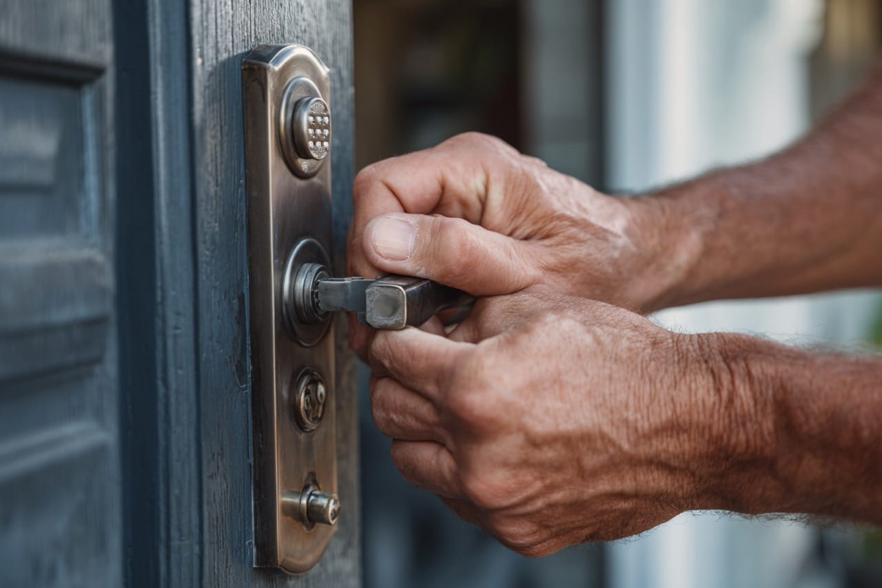 Maryland homeowner securing property against squatters