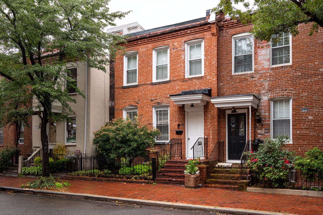Rental property for sale in Washington DC showing typical rowhouse architecture